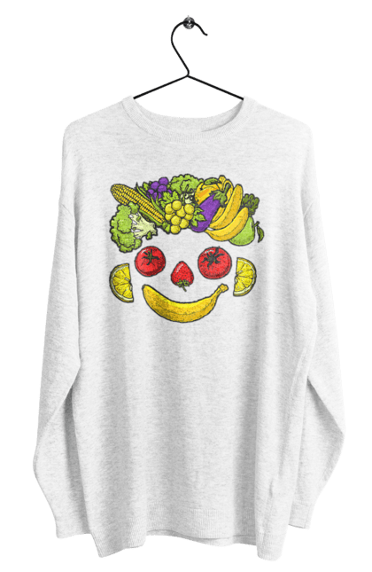 Світшот чоловічий з принтом "Зсж Посмішка". Зож, овоч, посмішка, фрукт. 2070702