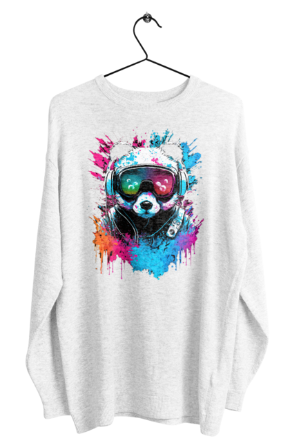 Світшот чоловічий з принтом "Панда в VR шолом". Віртуальна реальність, гік, панда, персонаж, шолом. 2070702