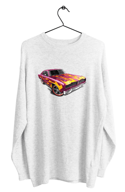 Світшот чоловічий з принтом "Машина вогонь". Їзда, машина, швидкість. 2070702