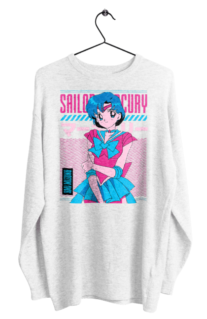 Свитшот мужской с принтом Сейлор Мун Меркурий. Ami mizuno, sailor mercury, sailor moon, ами мидзуно, аниме, драма, махо-сёдзё, сейлор мун, сериал\. 2070702