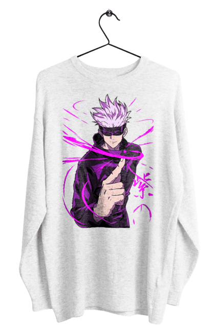 Men's sweatshirt with prints Jujutsu Kaisen Gojo. Anime, dark fantasy, gojo, jujutsu kaisen, magic battle, manga, mystic. 2070702