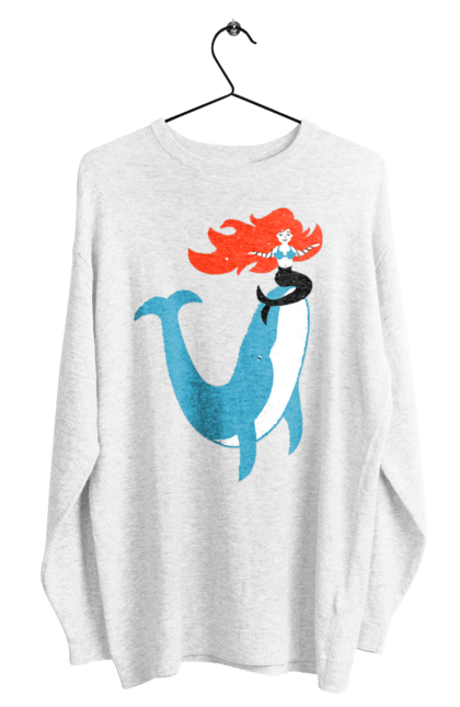 Світшот чоловічий з принтом "Русалка І Кит". Кит, море, русалка. 2070702