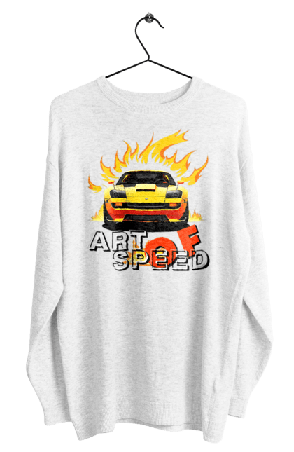 Світшот чоловічий з принтом "Машина у вогні". Автомобіль, вогонь, спортивна машина, спортивний автомобіль, швидкість. 2070702