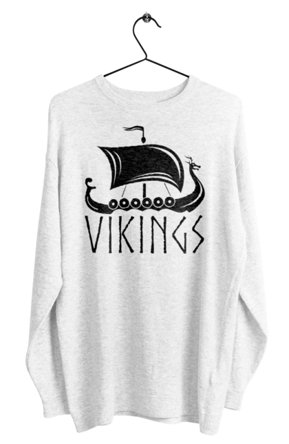 Men's sweatshirt with prints Drakar Viking ship. Drakar, scandinavia, viking ship, vikings. CustomPrint.market