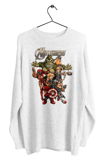 Світшот чоловічий з принтом "Герої Nintendo". Animal crossing, donkey kong, kirby, legend of zelda, nintendo, pokemon, герої з ігор, луїджі, маріо, мультики, принцеса піч. 2070702