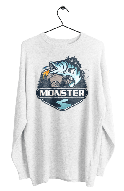 Світшот чоловічий з принтом "Рибалка". Монстер, рибак, рибалка, хоббі. 2070702