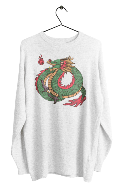 Men's sweatshirt with prints The Dragon. Animal, chinese dragon, dragon, green dragon, symbol. 2070702