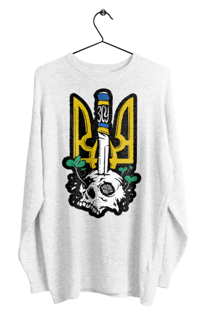 Світшот чоловічий з принтом "Герб ЗСУ". Герб, зсу, патріотична, прапор, череп. 2070702