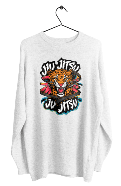 Men's sweatshirt with prints Jujutsu. Animal, japan, jiu jitsu, jujutsu, leopard, martial arts, ninja, samurai, sport. 2070702