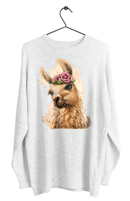 Світшот чоловічий з принтом "Лама Портрет". Лама, портрет, тварина. 2070702