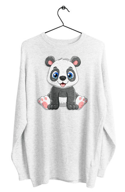 Світшот чоловічий з принтом "Веселий Панда". Ведмідь, веселий панда, дитячі, панда, тварини. CustomPrint.market