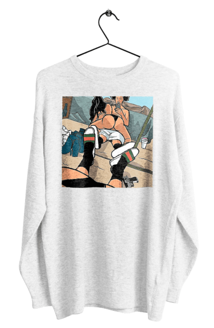 Світшот чоловічий з принтом "Голе Селфі У Дзеркалі". Жопа, зверху, селфі. 2070702