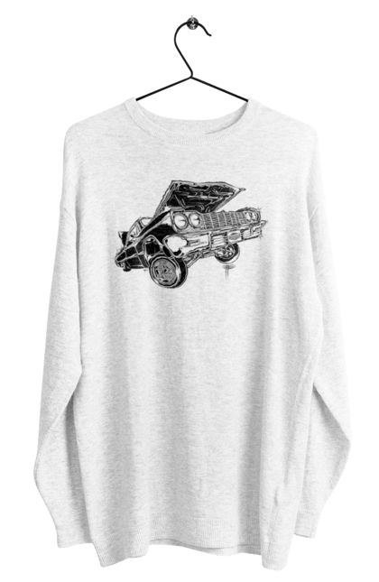 Світшот чоловічий з принтом "Автомобіль". Автомобіль, імпала, класика, лоурайдер, шевроле. 2070702