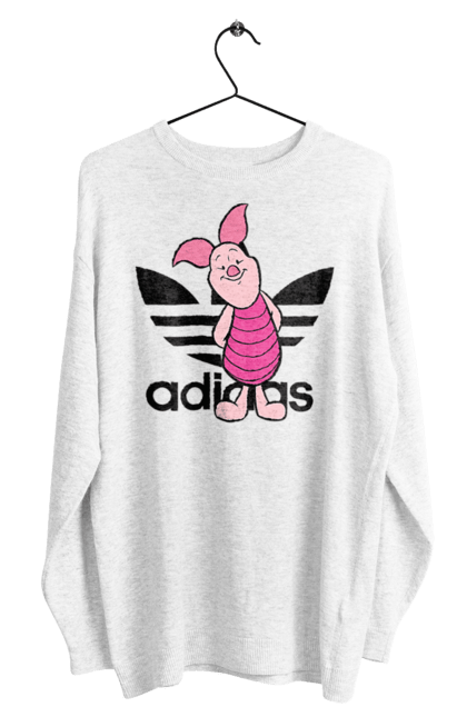 Свитшот мужской с принтом Adidas Пятачок. Adidas, piglet, адидас, винни-пух, мультфильм, пятачок. 2070702