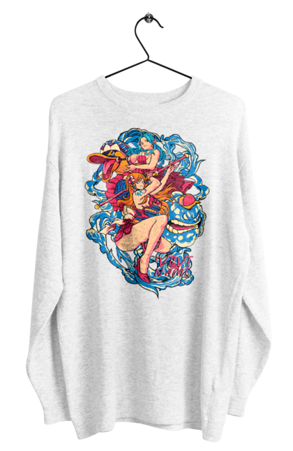 Men's sweatshirt with prints One Piece Nami. Anime, cat burglar, manga, nami, one piece, straw hat pirates. 2070702