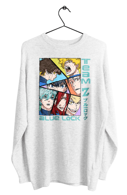 Men's sweatshirt with prints Blue Lock. Anime, blue lock, blue prison, manga, sport, sports anime. 2070702