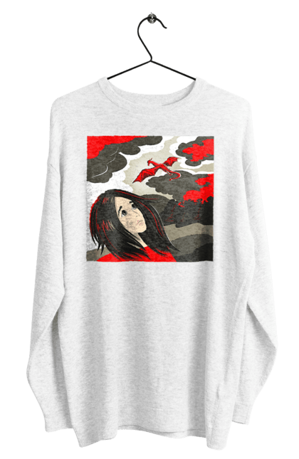 Men's sweatshirt with prints Girl and dragon. Dragon, fantasy, romance, young woman. 2070702