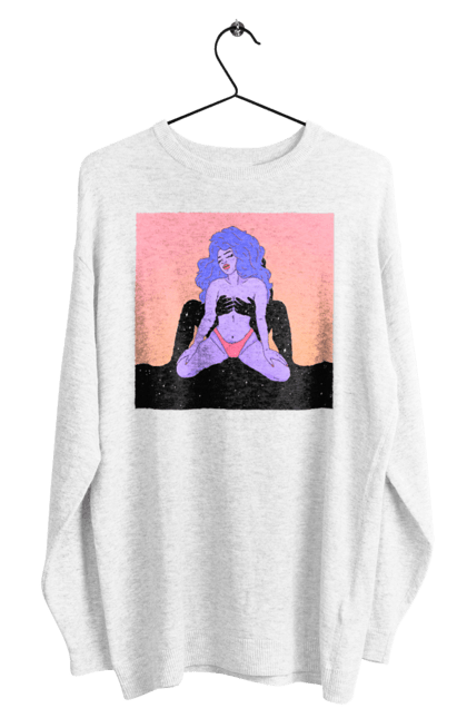 Світшот чоловічий з принтом "Фіолетова Дівчина В Трусиках". Інопланетянка, у трусах. 2070702