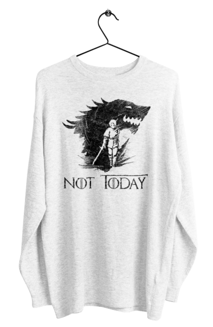 Men's sweatshirt with prints Game of Thrones Arya. Arya, game, got, not today, stark, starks, thrones, tv show, wolf, wolves. 2070702