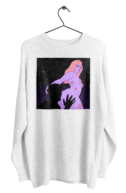 Світшот чоловічий з принтом "Фіолетова Дівчина". Дівчина, тіло. 2070702