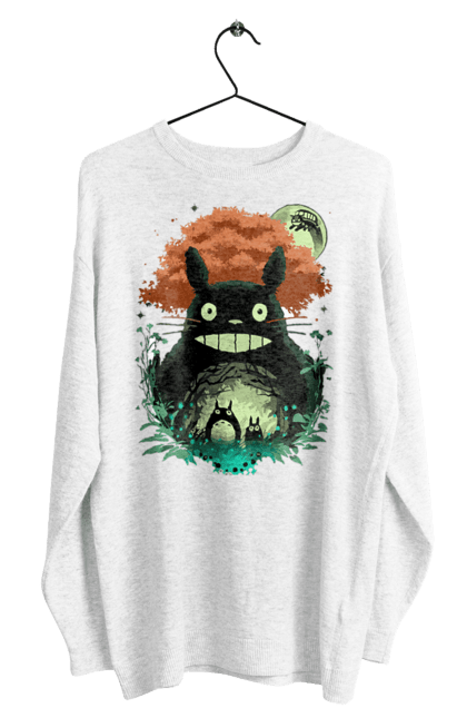 Men's sweatshirt with prints Totoro. Adventures, anime, comedy drama, fantasy, film, my neighbor totoro, tv series. 2070702