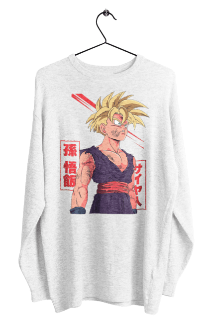 Men's sweatshirt with prints Dragon Ball Gohan. Anime, dragon ball, gohan, goku, manga, tv series, vegeta. 2070702