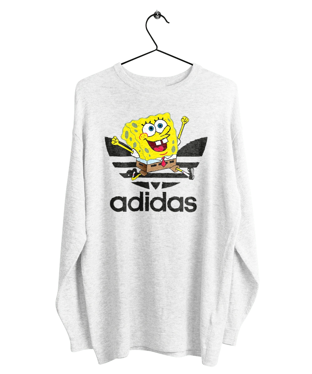 Men s sweatshirt in white with Adidas SpongeBob print 012369 Dreambolka