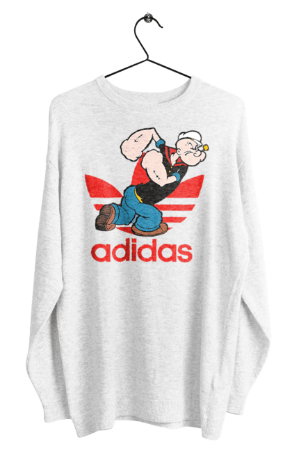 Світшот чоловічий з принтом "Adidas Моряк Попай". Adidas, popeye the sailor, адідас, комікс, моряк, мультфільм, серіал, трубка. 2070702