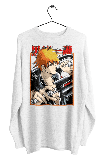 Свитшот мужской с принтом Блич Ичиго Куросаки. Anime, bleach, ichigo kurosaki, manga, аниме, блич, ичиго, ичиго куросаки, манга. 2070702