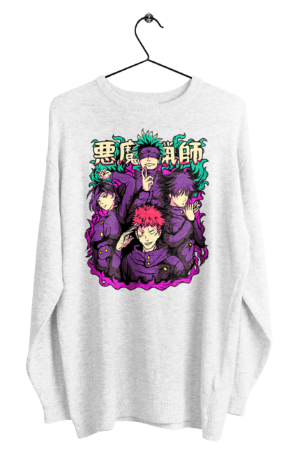 Men's sweatshirt with prints Jujutsu Kaisen. Anime, dark fantasy, itadori, jujutsu kaisen, magic battle, manga, mystic, sukuna. 2070702