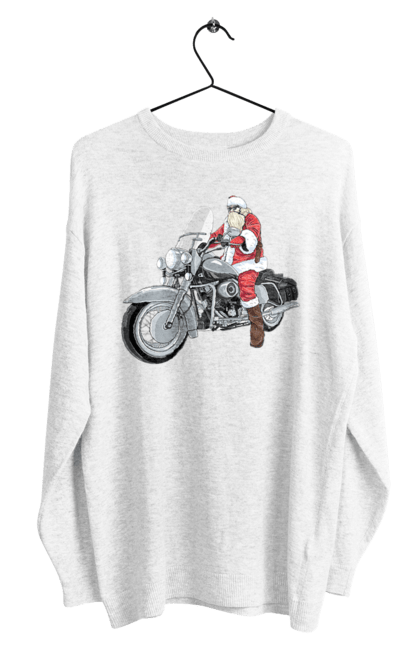 Світшот чоловічий з принтом "Санта На Мотоциклі". Мотоцикл, новий рік, санта, свято. 2070702
