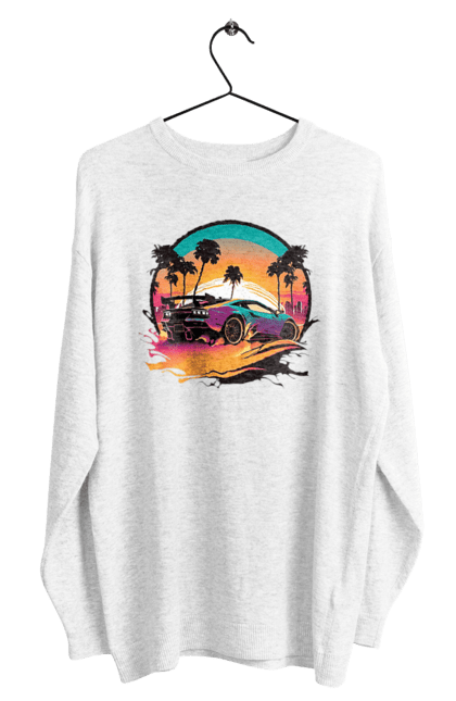 Світшот чоловічий з принтом "Ламборджині Сінтвейв". Авто, автомобіль, ламба, ламборджині, машини, сінтвейв. 2070702