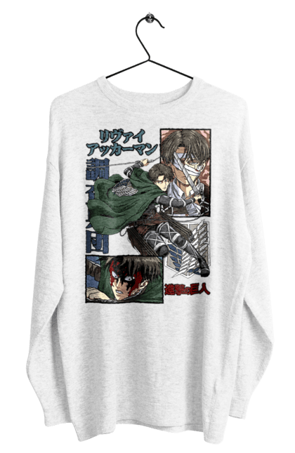 Men's sweatshirt with prints Attack on Titan Levi. Ackerman, anime, attack on titan, levi, manga, shingeki no kyojin, survey corps. 2070702