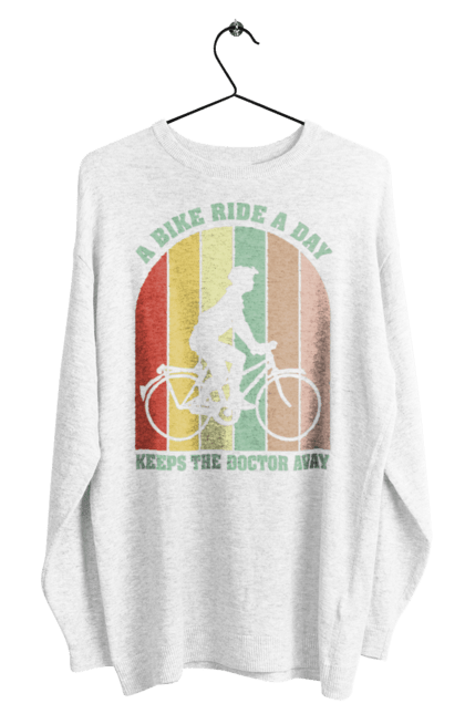 Світшот чоловічий з принтом "Поїздка на велосипеді". Велопрогулянка, велосипед, здоровий спосіб життя, зож, поїздка на велосипеді. 2070702