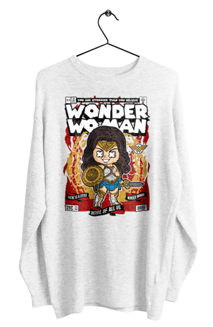 Світшот чоловічий з принтом "Wonder Woman". Жінка, комікси, комікси dc, чудова жінка. Funkotee