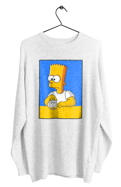 Світшот чоловічий з принтом "Барт любитель пива". Барт, барт сімпсон, мультперсонажі, мультфільми, сімпсони, український прапор. 2070702