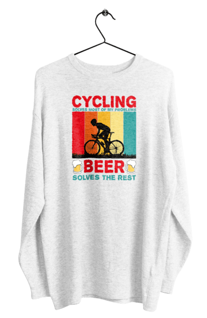 Світшот чоловічий з принтом "Cycling Beer". Алкоголь, брутальні, велосипед, веселі, для спортсменів, літні, пиво, спорт, чоловічі. 2070702