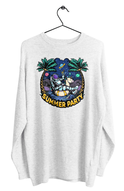 Світшот чоловічий з принтом "Літній Паті З Космонавтом". Космонавт, космос, літо. 2070702