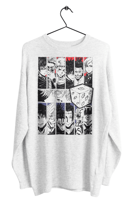 Men's sweatshirt with prints Jujutsu Kaisen. Anime, dark fantasy, gojo, jujutsu kaisen, magic battle, manga, mystic. 2070702