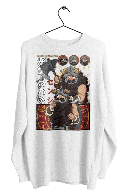 Men's sweatshirt with prints Danjon Meshi Senshi. Anime, danjon meshi, dungeon, dwarf, manga, senshi. 2070702