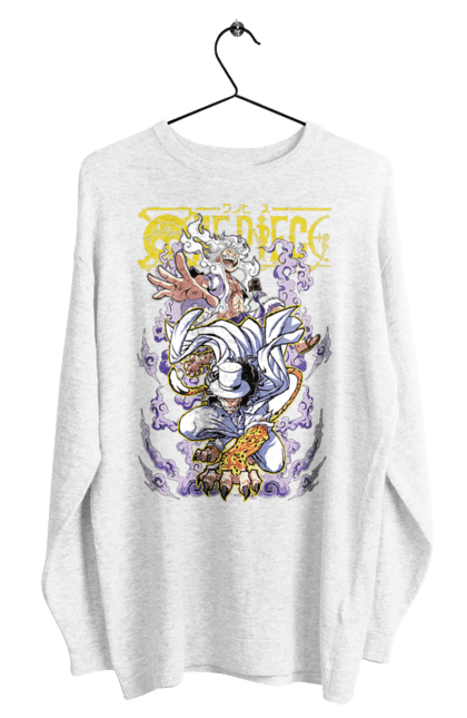 Men's sweatshirt with prints One Piece Rob Lucci and Luffy. Anime, lucci, luffy, manga, monkey de luffy, one piece, pirates, rob lucci. 2070702