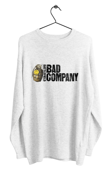 Світшот чоловічий з принтом "Battlefield: Bad Company". Bad company, battlefield, батлфілд, гра, ігри, логотип, погана компанія. CustomPrint.market