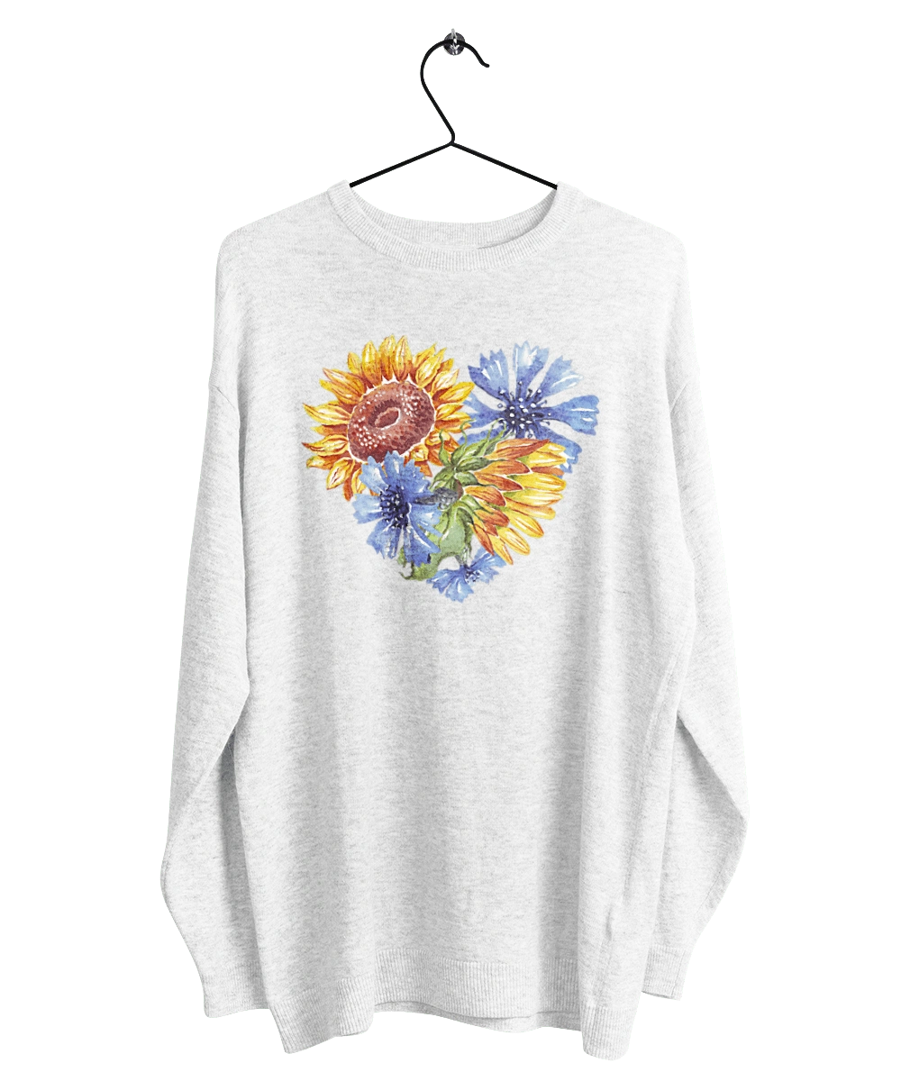 The heart is sunflowers and violets