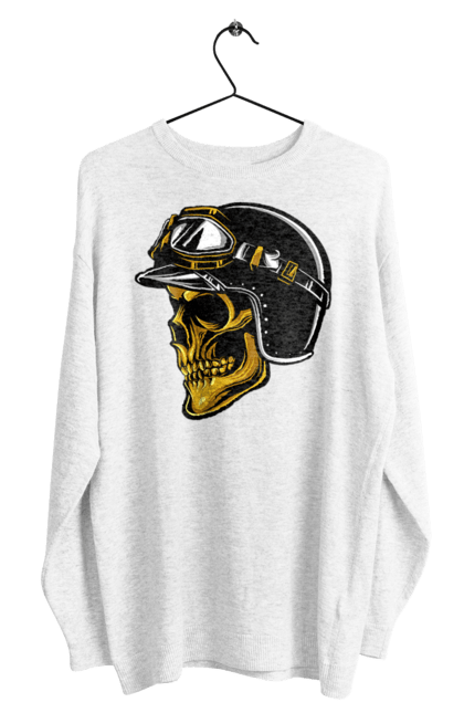 Світшот чоловічий з принтом "Череп в мотошоломі". Крутий, очі, череп, шолом. 2070702