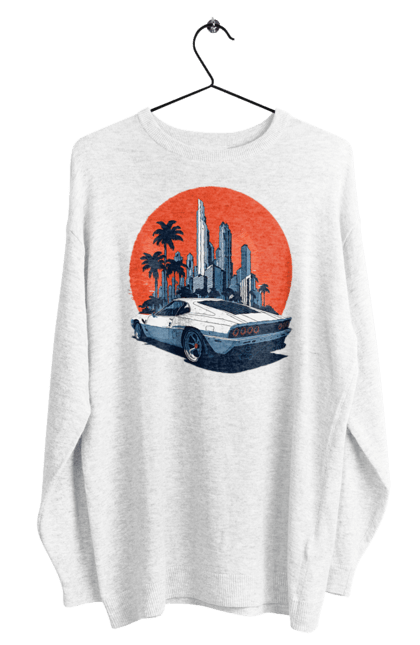 Men`s sweatshirt with prints Car. Race, speed, sport car, sunset. 2070702