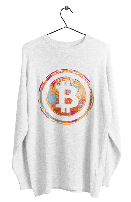 Світшот чоловічий з принтом "Біткоїн". Биткоин, бінарний, біткоїн, біткойн, валюта, гроші, крипто, програміст, хакер. 2070702