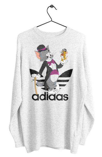 Свитшот мужской с принтом Adidas Том и Джерри. Adidas, tom and jerry, адидас, джерри, кот, мульт, мультсериал, мышь, том, том и джерри. 2070702