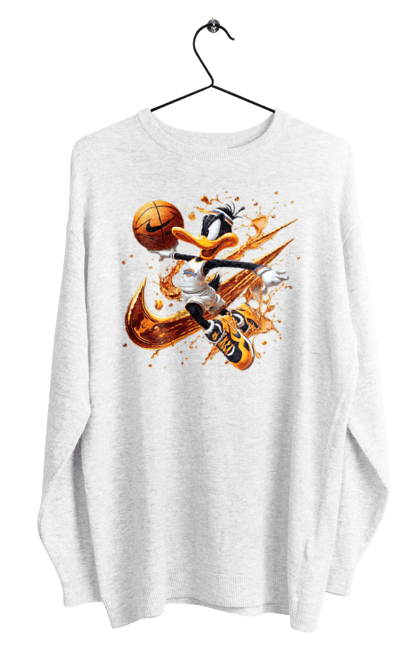 Men's sweatshirt with prints Daffy Duck Nike. Cartoon, character, daffy duck, duck, looney tunes, merrie melodies, nike, warner brothers. 2070702
