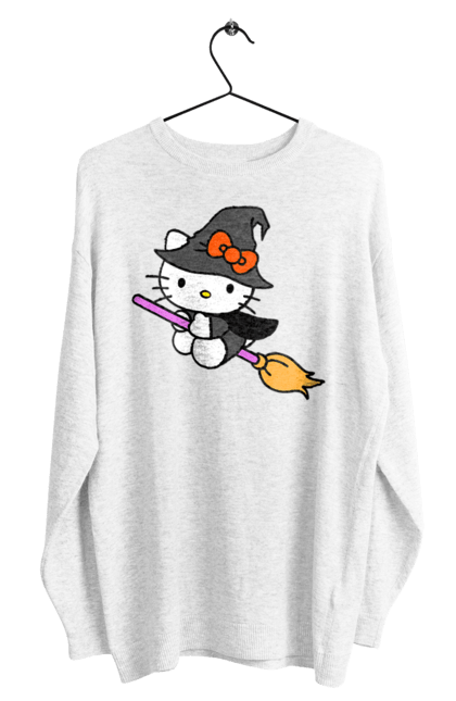 Men's sweatshirt with prints Hello Kitty Halloween. Brand, cat, character, halloween, hello kitty, kitten, kitty, witch. 2070702