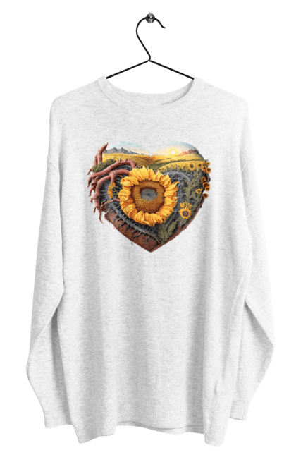 Світшот чоловічий з принтом "Символи України". Небо, поле, пшениця, символи україни, соняшник, україна. 2070702